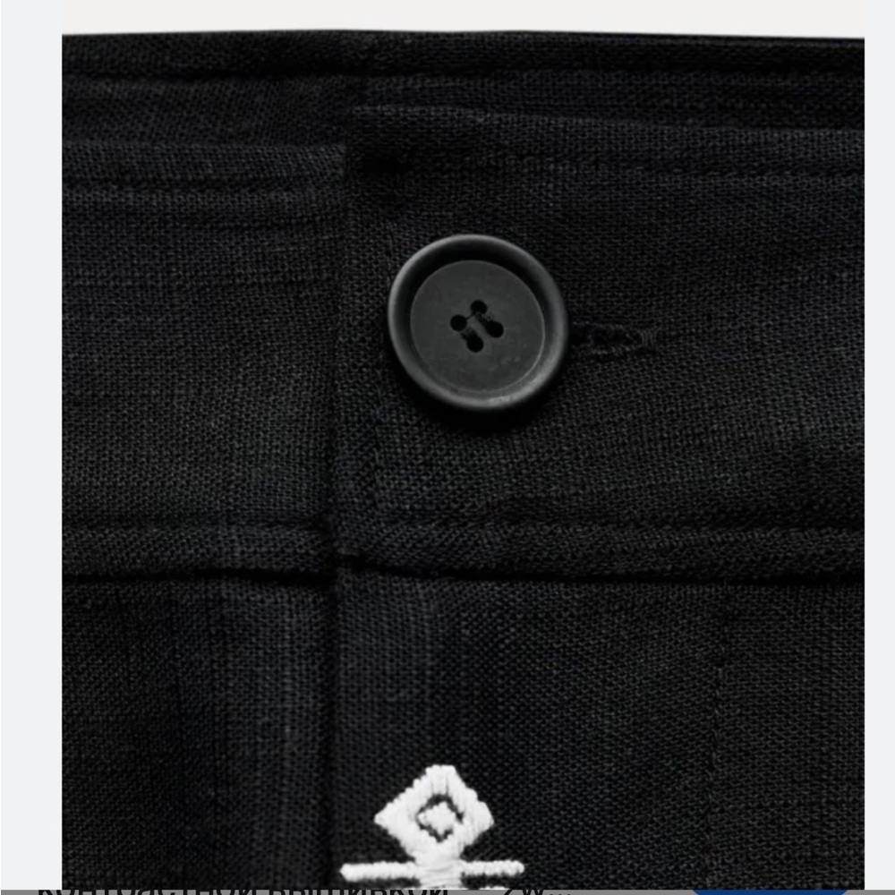 ZARA Cropped trousers with contrast embroidery - Picture 7 of 8